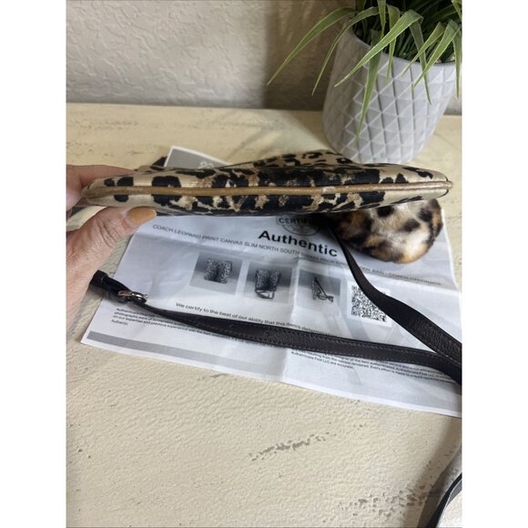 Coach Leopard Print Slim North South Crossbody Swing Pack Handbag Purse W/COA - Picture 3 of 10